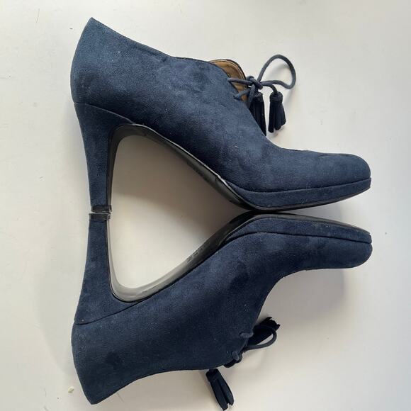 Naturalizer Paxton Bootie Womens Size 6M Blue Open Front Lace Up Tassel Witchy - Picture 5 of 13